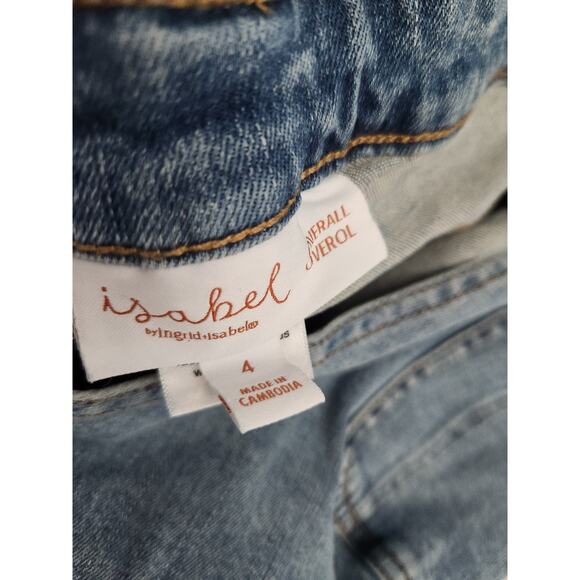 ISABEL MATERNITY Denim Overalls Raw Edge Hem Stretchy Size 4 Small Adjustable - Picture 6 of 6